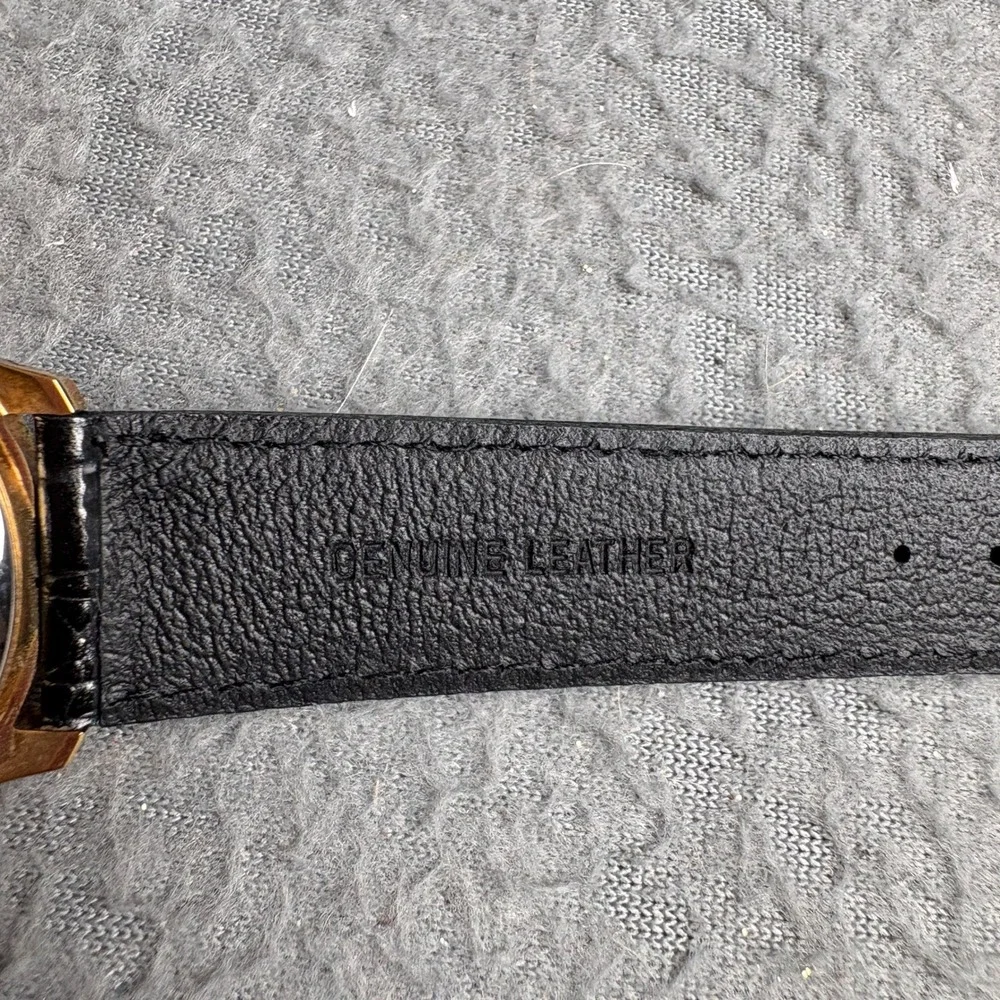 Vintage 1990s Disney Beauty and the Beast Musical Quartz Watch Gold Tone Leather